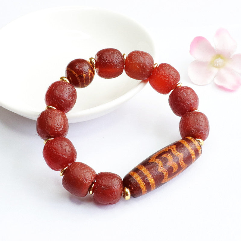 Heavenly Bead Red Agate Bracelet with Sterling Silver