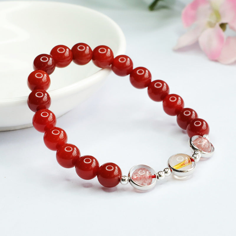 Fortune's Favor Agate and Crystal Sterling Silver Bracelet