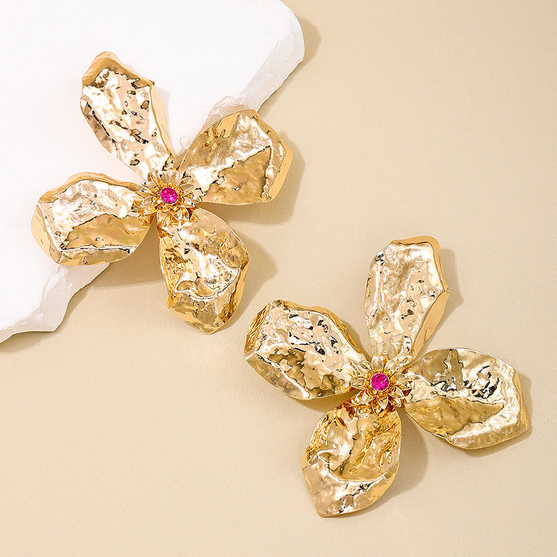 Exaggerated Sweet Design Metal Flower Earrings - Vienna Verve Collection