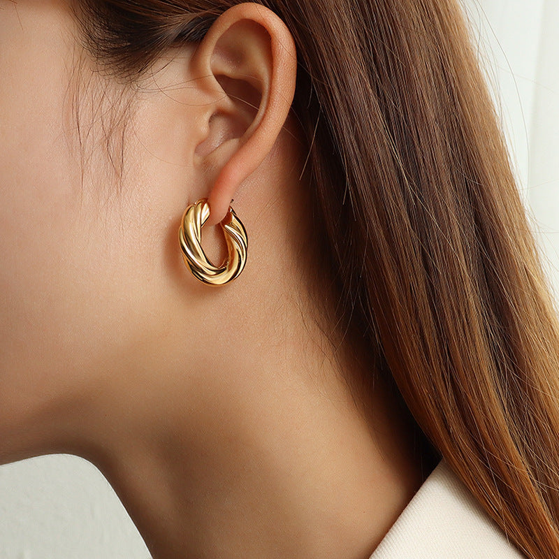 Elegant Golden Titanium Steel Irregular Earrings