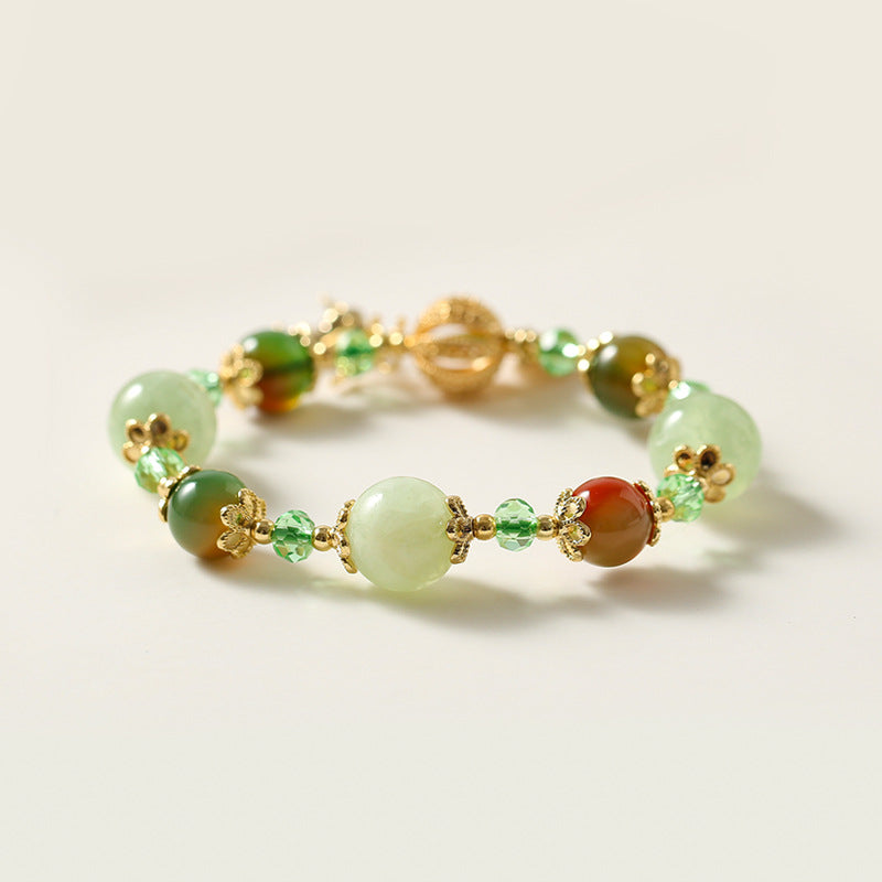 Crystal Agate Beaded Bracelet with Elk Charm