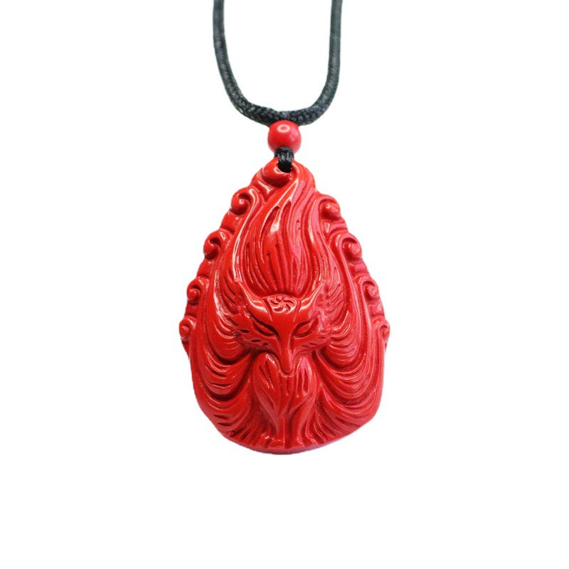 Enchanted Nine-tailed Fox Cinnabar Pendant Jewelry