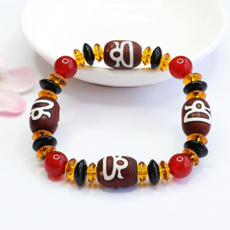 Heavenly Red Agate Sterling Silver Fortune Bracelet