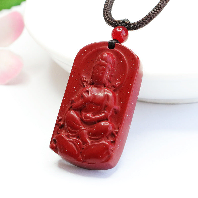 Vermilion Sand Guanyin Cinnabar Stone Pendant