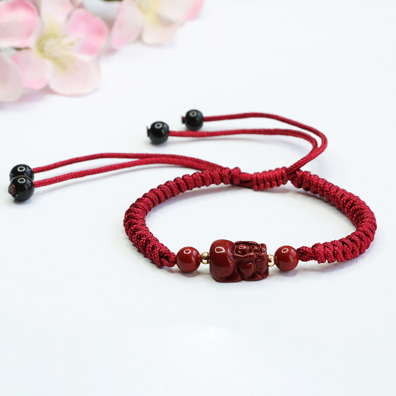 Cinnabar Red Woven Sterling Silver Bracelets for Men and Women