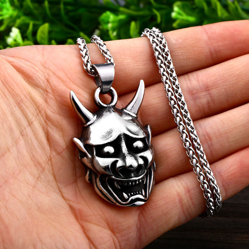 Wholesale Exaggerated Personality Titanium Steel Ghost Head Pendant for Men - European and American Cross-Border Stainless Steel Mask Accessories