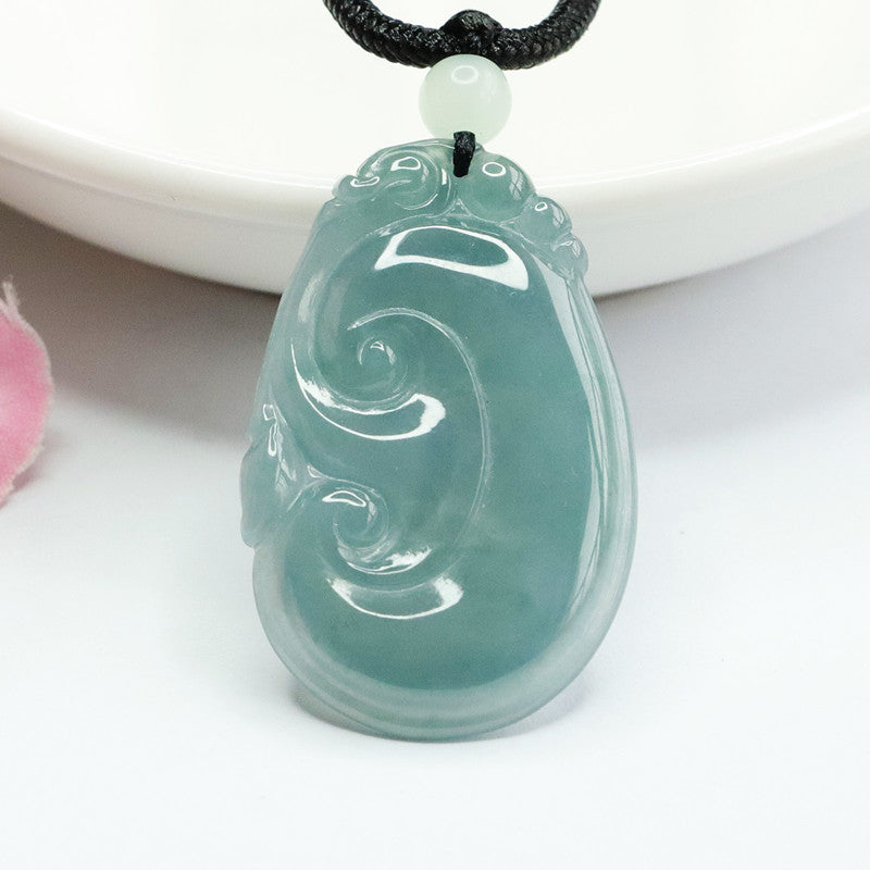 Fortune's Favor Sterling Silver Ruyi Jade Pendant