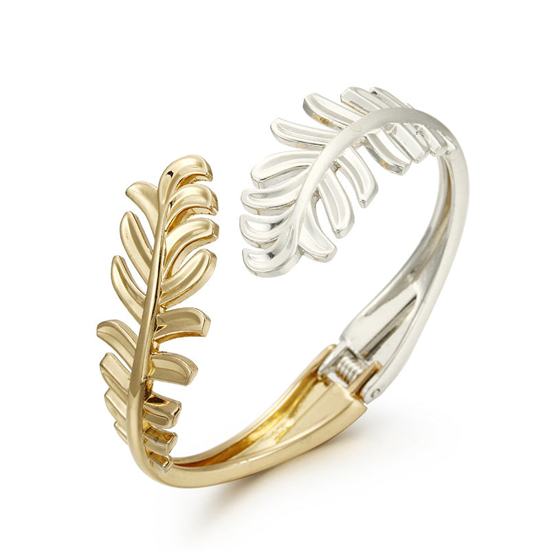 Leaf Design Gold Bracelet for Fashion-Forward Females - Vienna Verve Collection