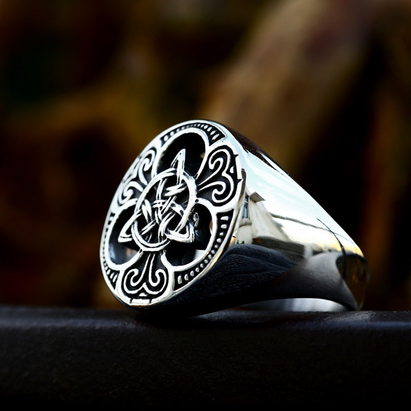 Celtic Knot Titanium Steel Ring for Men - Nordic Viking Style, Retro Fashion Accessory