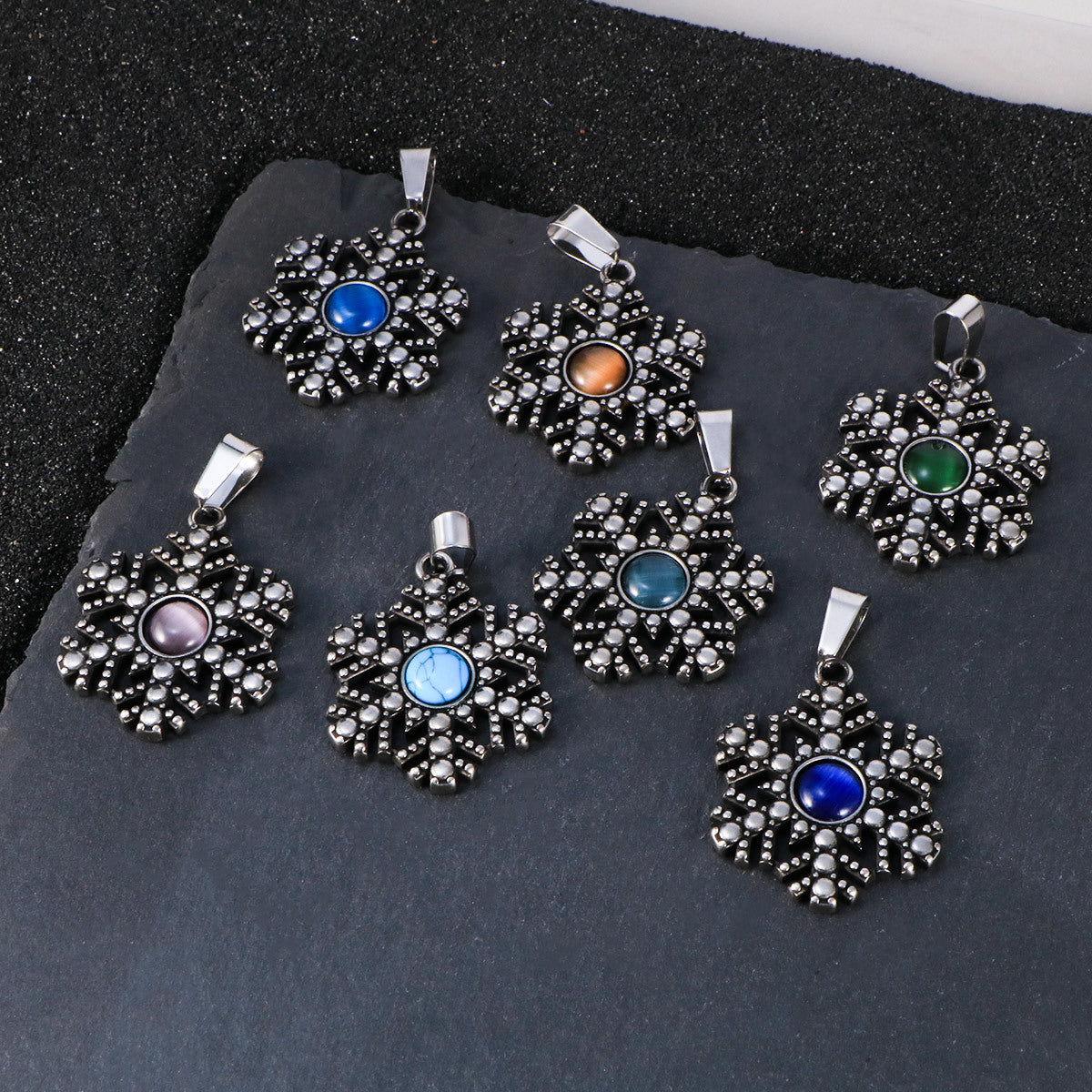 Winter Wonderland Stainless Steel Snowflake Necklace for Men