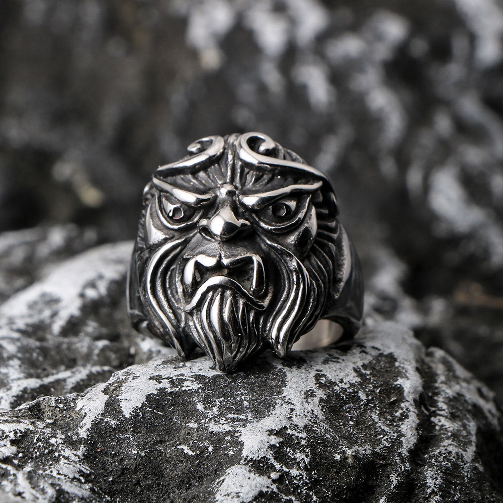 Titanium Steel Sun Wukong Ring - Year of the Monkey Zodiac Design for Men