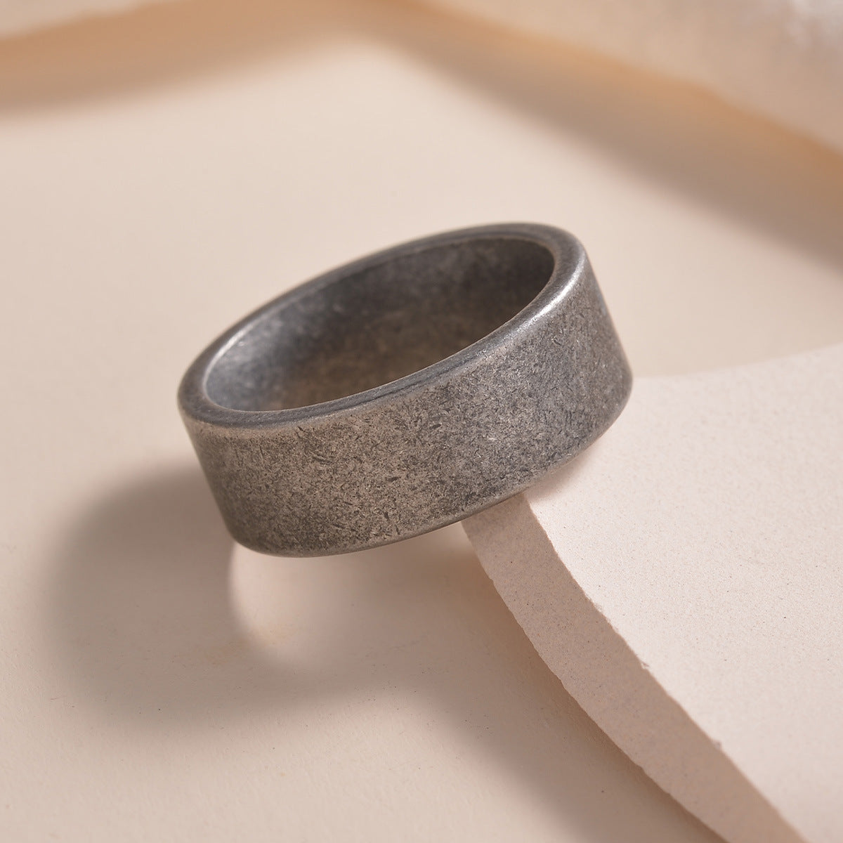 Classic Men's Titanium Ring - Vintage Silver Outdoor Jewelry for Men