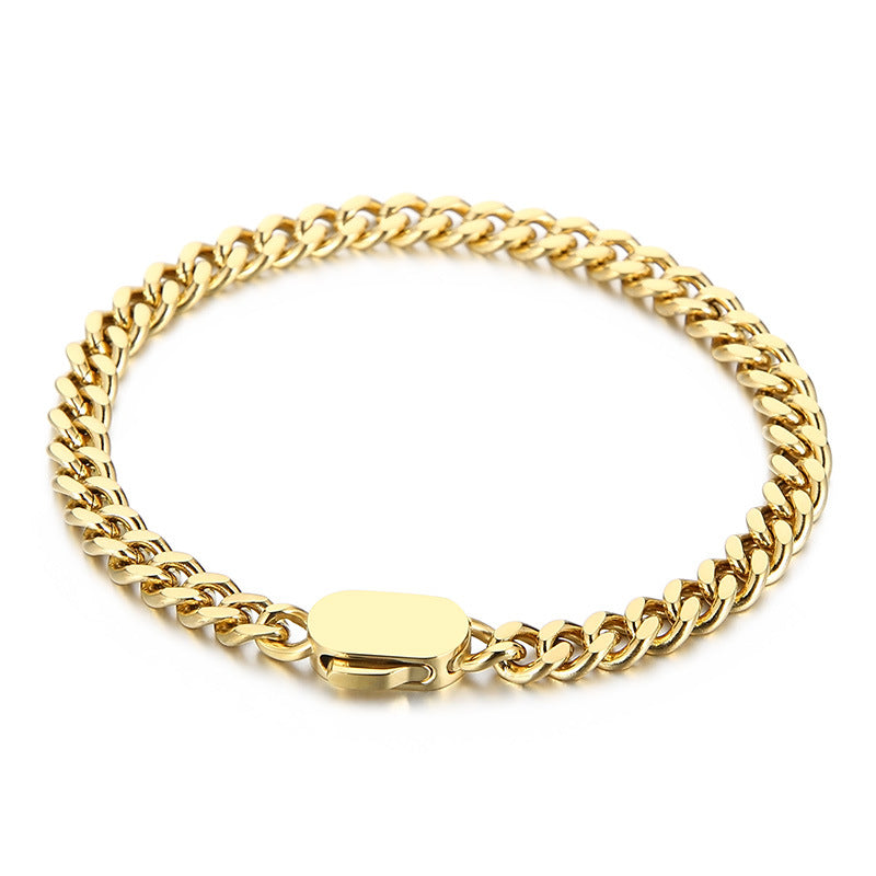 Trendy Titanium Steel Cuban Chain Bracelet for Men - Hip Hop Inspired Fashion Accessory