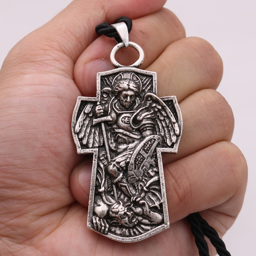 Saint Michael Archangel Alloy Necklace - European and American Style Men's Pendant from Planderful Collection