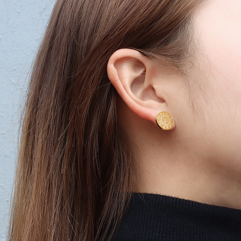 Sun-Kissed Minimalist Earrings in 18K Gold Plated Titanium Steel