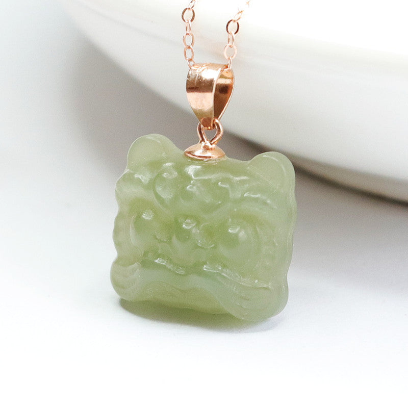 S925 Sterling Silver Green Jade Pixiu Necklace in Fortune's Favor Collection