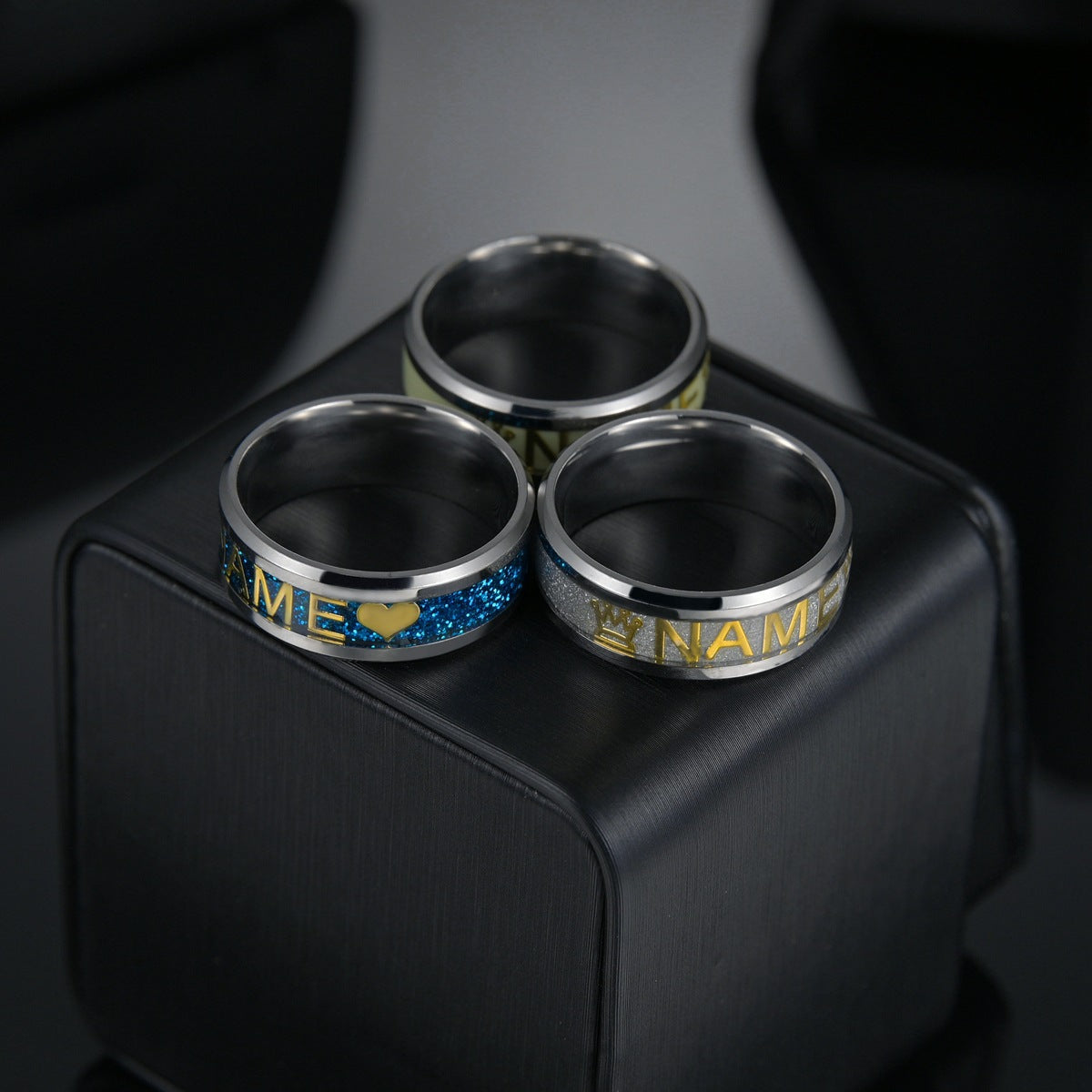 Personalized Multicolor Titanium Steel Letter Ring with Three-Day Delivery for Men