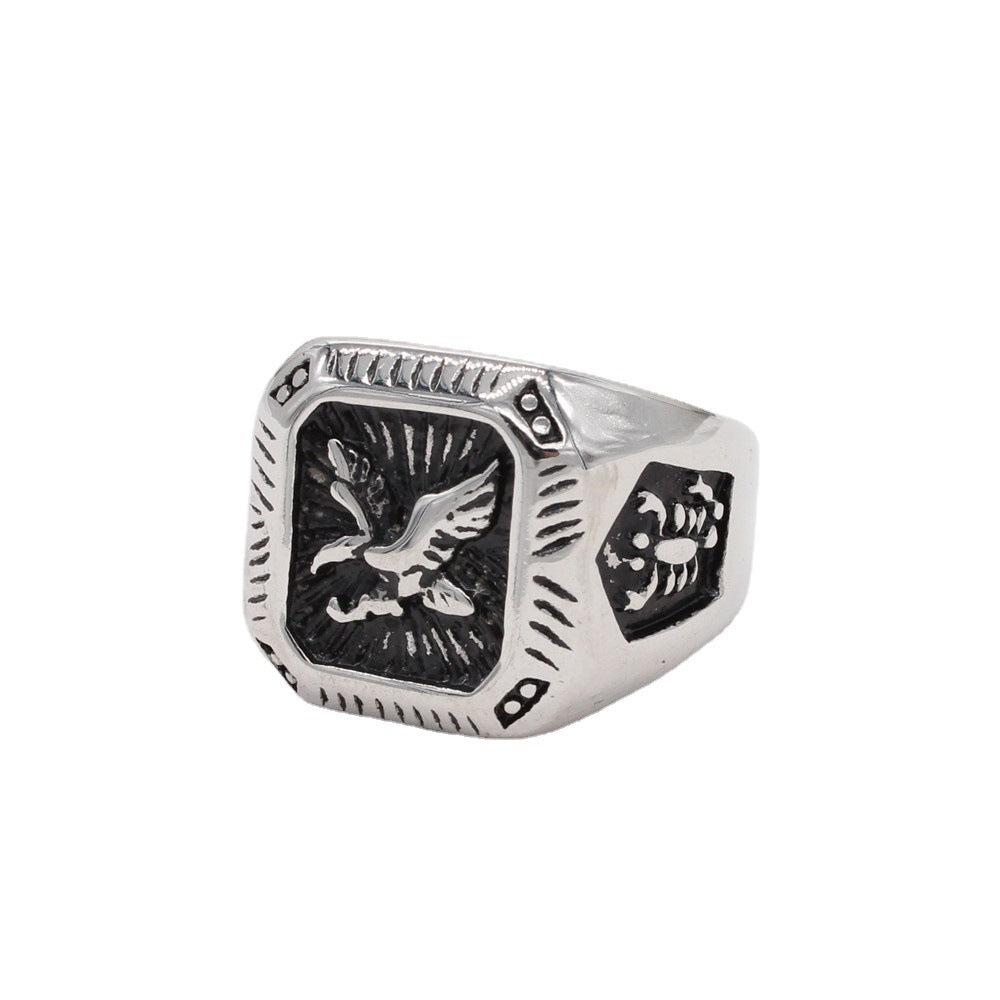 Personalized Retro American Soldier Eagle Military Ring Titanium Steel Ring for Men