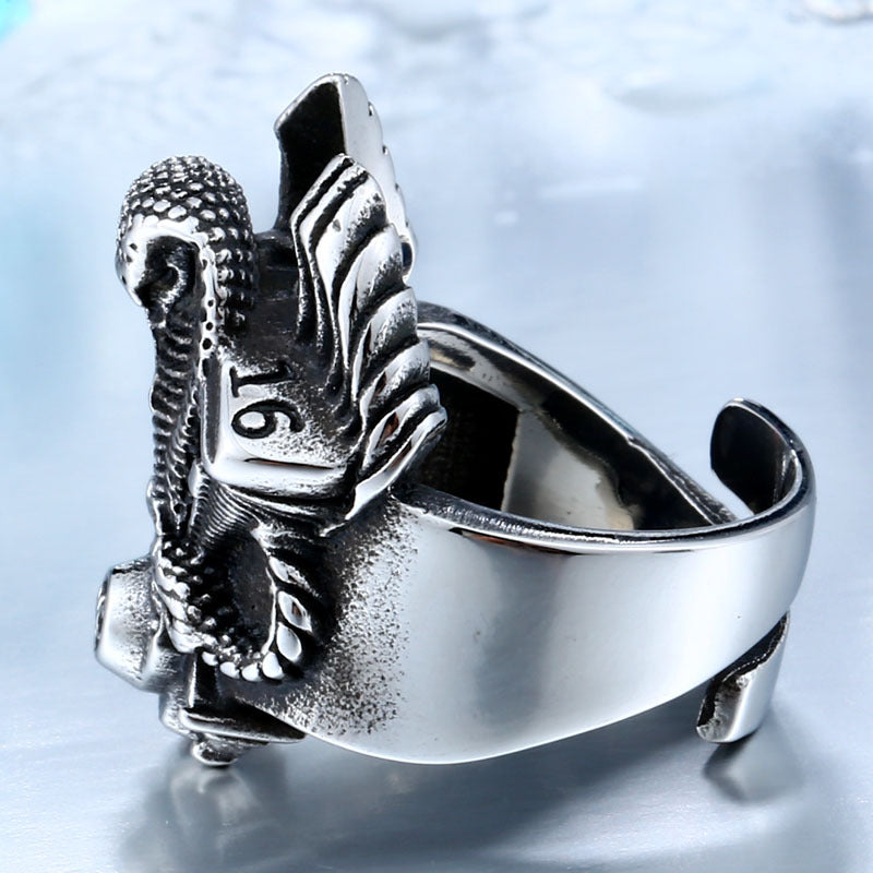 Customizable Cobra-Inspired Titanium Steel Ring for Men - Sizes 7-13 Available