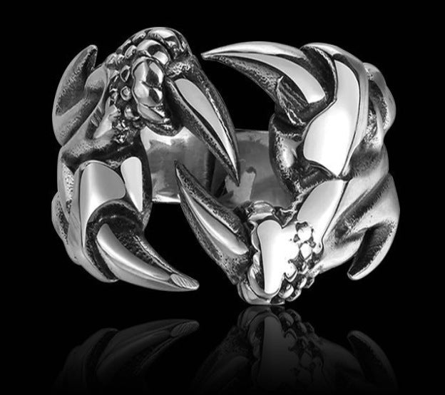 Men's Titanium Steel Punk Dragon Claw Ghost Ring