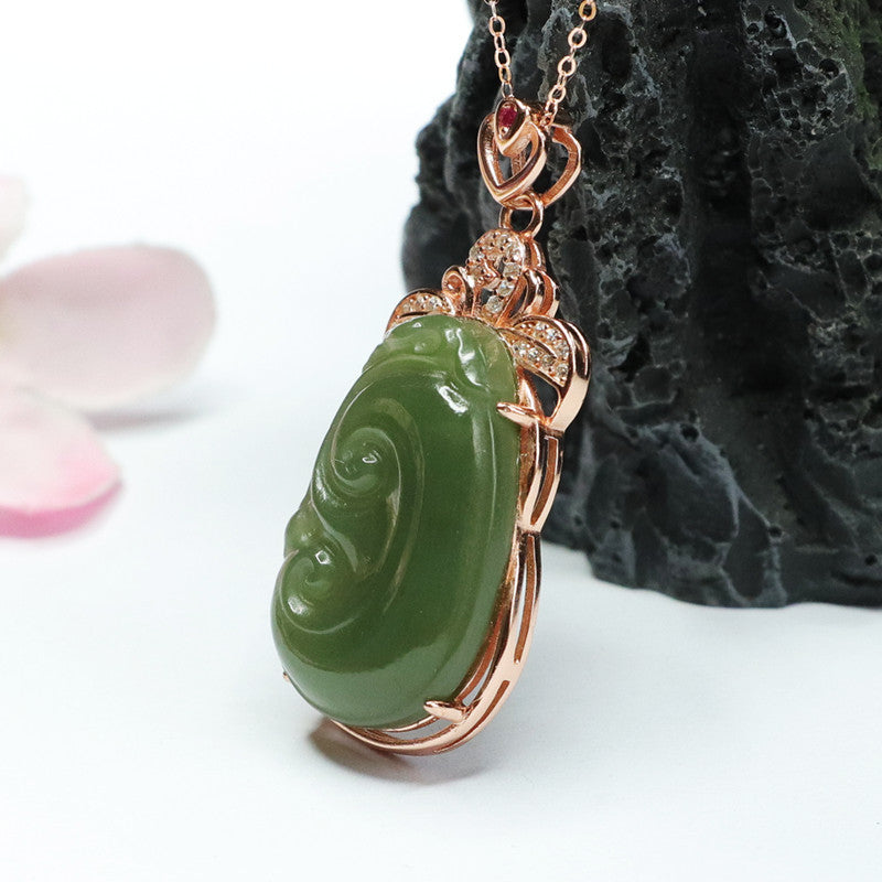 Lake Green Jade Zircon Necklace - Sterling Silver Jewelry