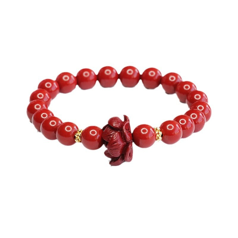 Cinnabar Lotus Sterling Silver Bracelet