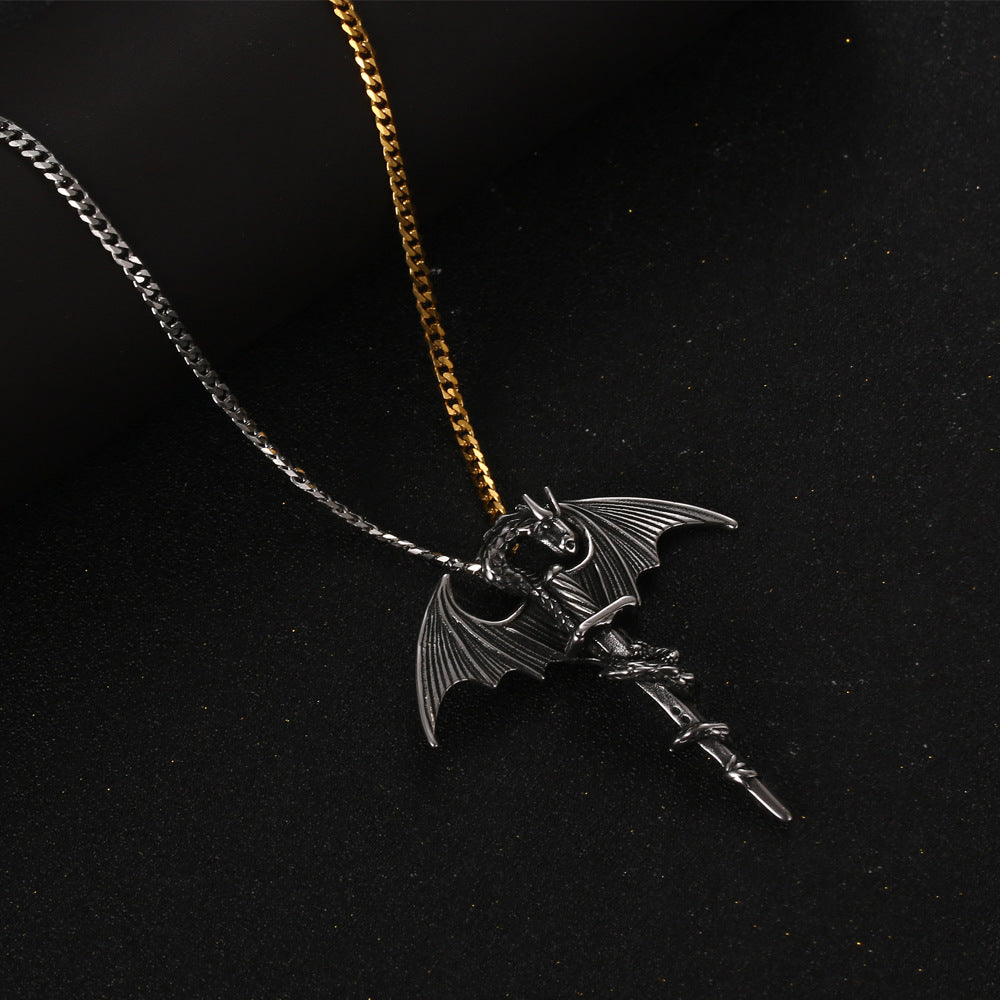 Personalized Retro Pterosaur Sword Pendant Necklace in Titanium Steel for Men