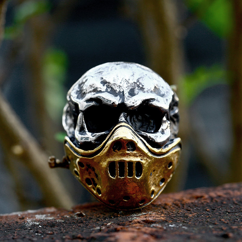 Retro Hip-Hop Titanium Steel Skull Gas Mask Ring for Men - Wholesale European and American Style