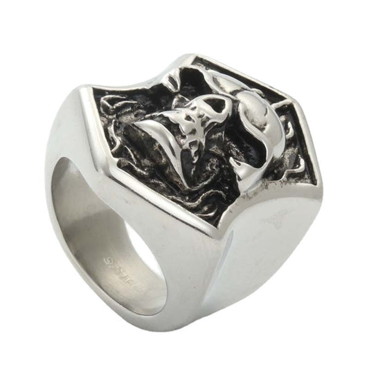 Titanium Steel Skull Ring for Men - Retro Hipster Punk Jewelry, Direct from Manufacturer