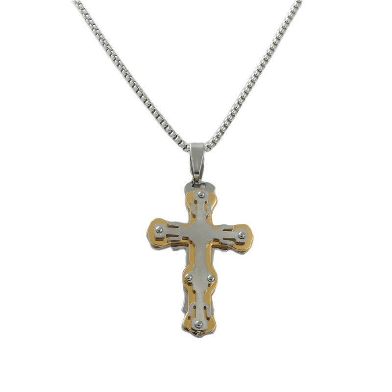 Personalized Retro Titanium Steel Cross Pendant Necklace for Trendy Men