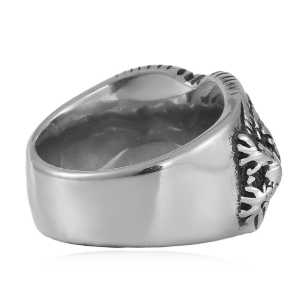 Titanium Steel Punk Eagle Ring for Men - Trendy Retro Animal Design