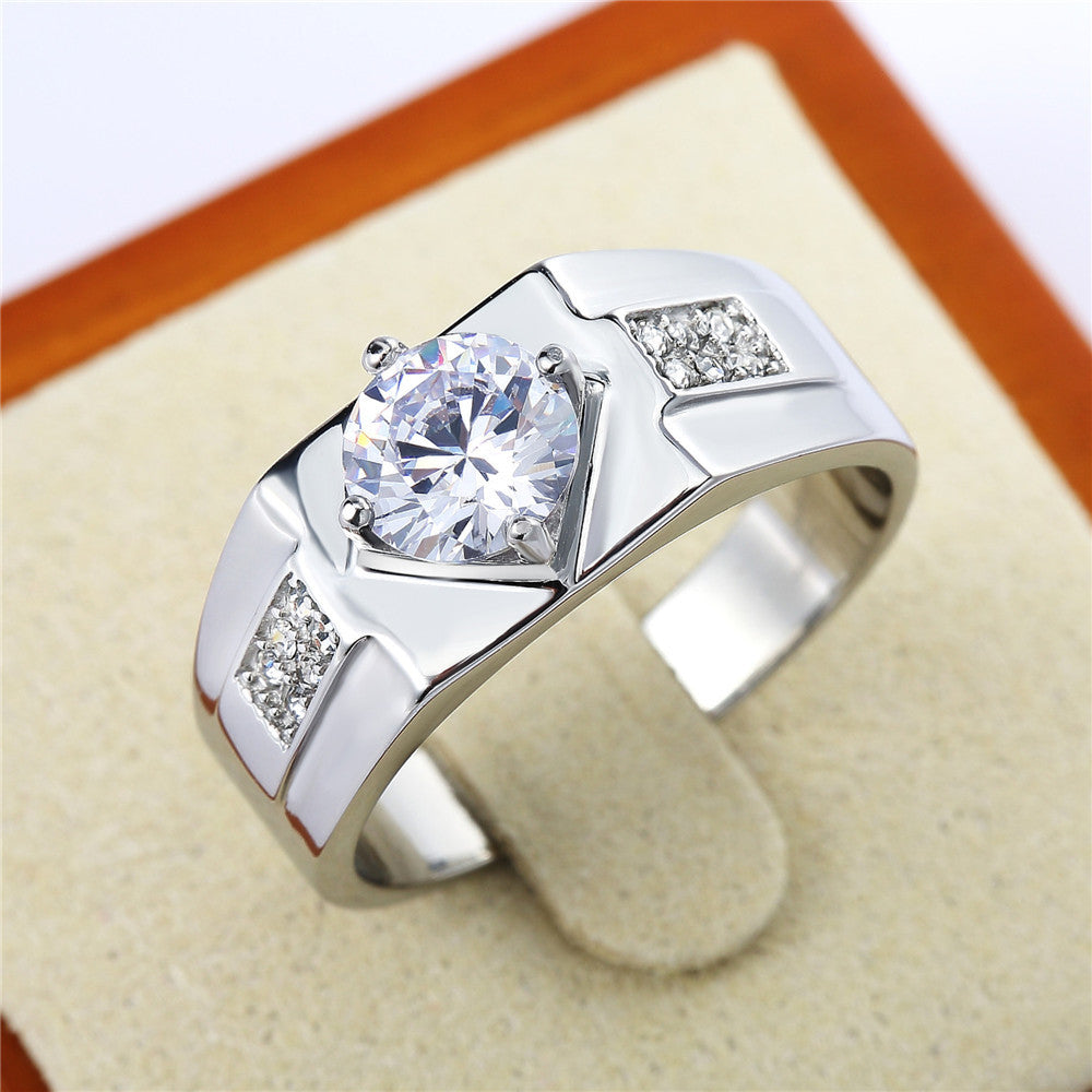 Korean Edition Men's Fashion Personalized Zircon Wedding Ring