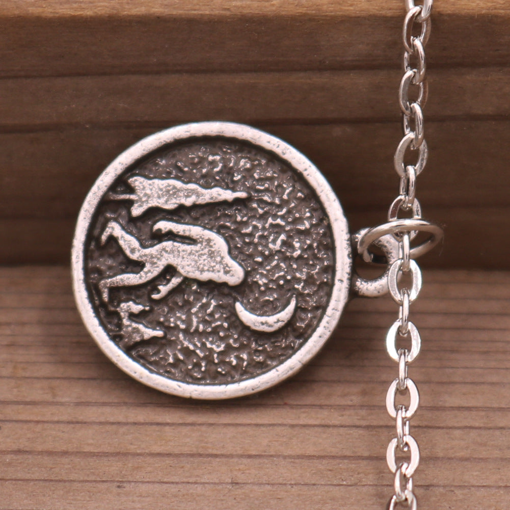 Savage Footprint Alloy Pendant with Tree and Moon Accents for Men