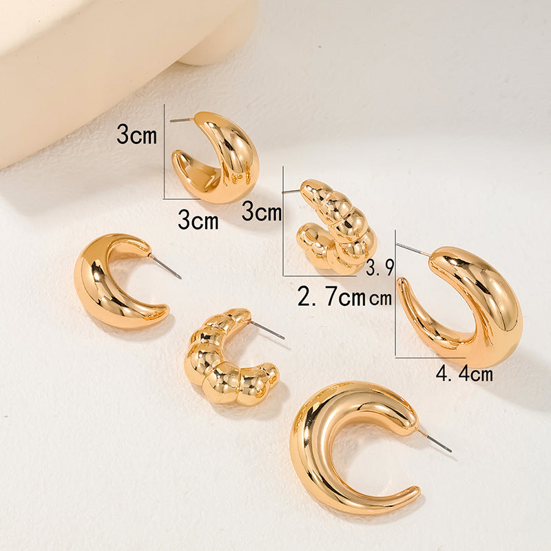 Wholesale Women's Earring Set with Modern C-Shaped Design