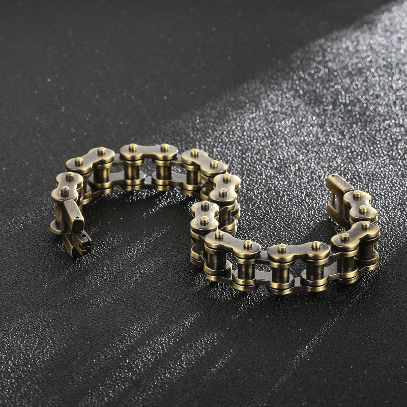 Urban Chic Titanium Steel Bicycle Bracelet for Men - Hip-Hop Street Style Jewelry