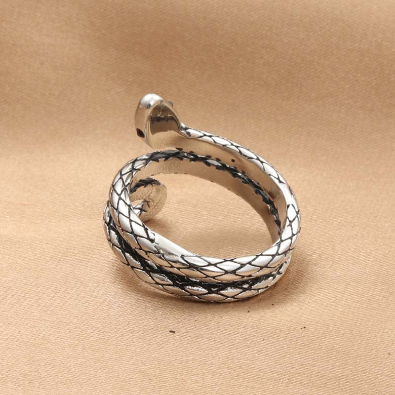 Titanium Steel Retro Snake Ring for Men - Stylish Animal Design Jewelry