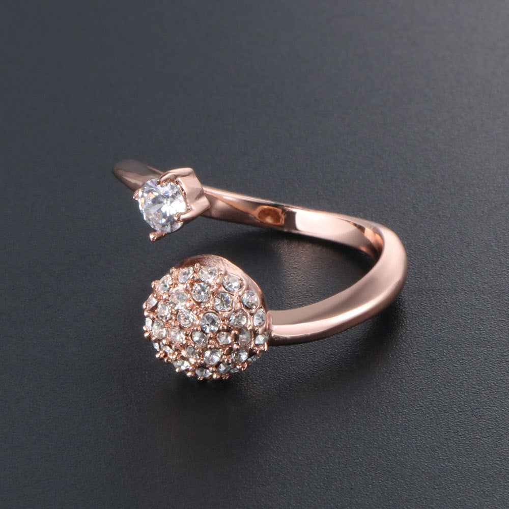 Rose Gold Floral Cluster Zircon Ring - Elegant Titanium Steel Jewelry for Women