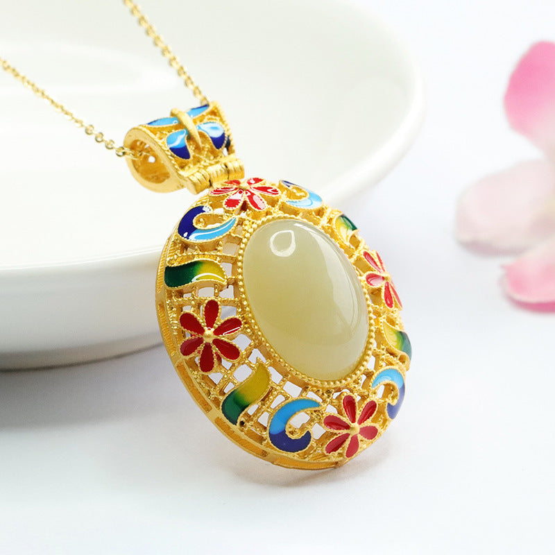 Colorful Ethnic Style Natural Jade Pendant