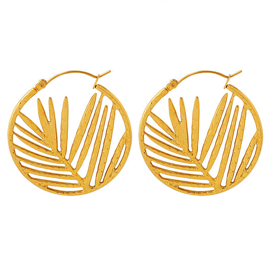 Bamboo Leaf Joker Titanium Earrings with Personality Design