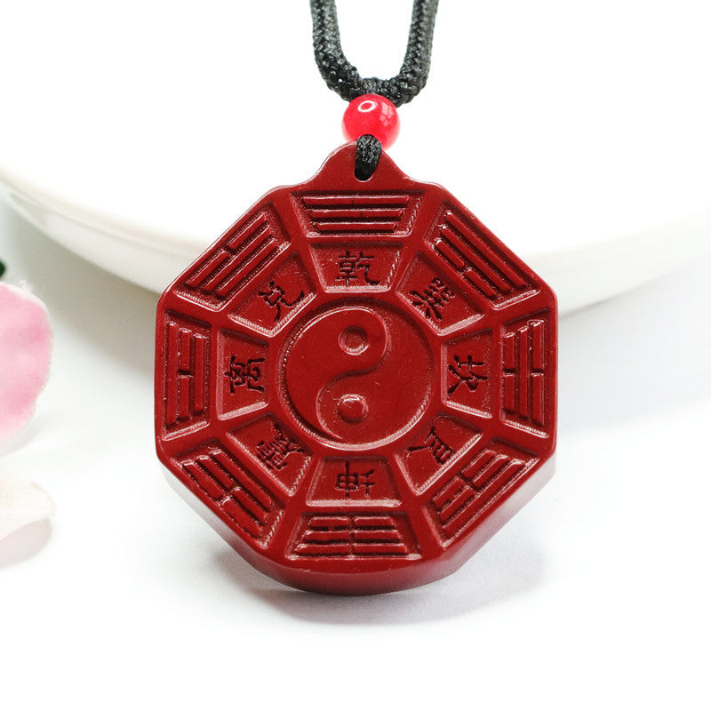 Vermilion Sand Bagua Tai Chi Pendant with Purple Gold Sand and Cinnabar Stone