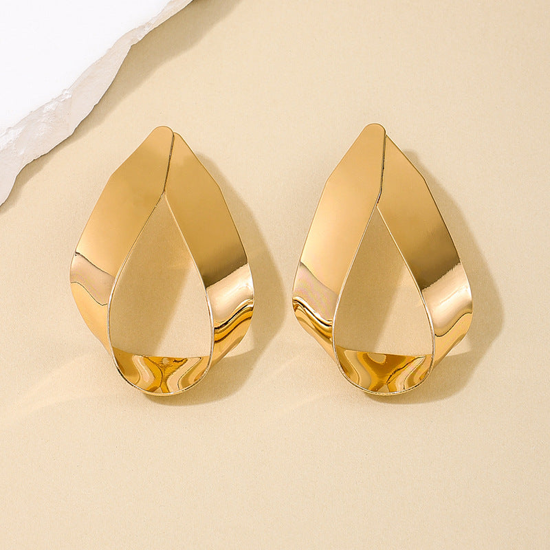 Vintage Metal Earrings Set - Elegant Geometric Rings for Women's Fashion