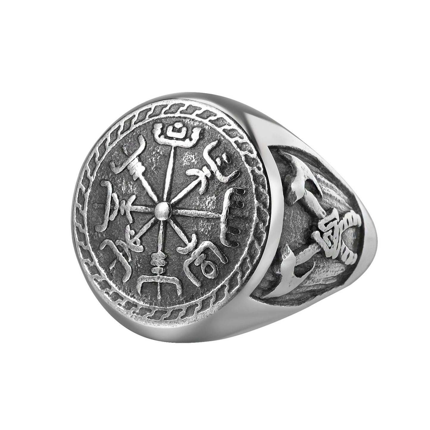 Nordic Viking Celtwin Axe Titanium Steel Ring for Men