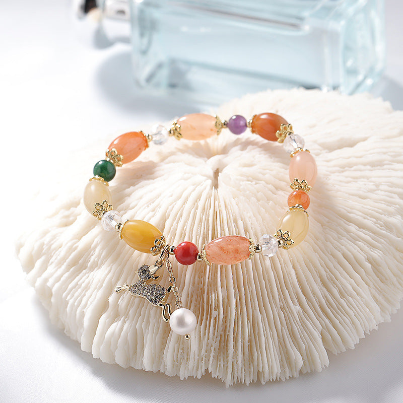 Korean Version Colorful Yellow Dragon Jade Bracelet