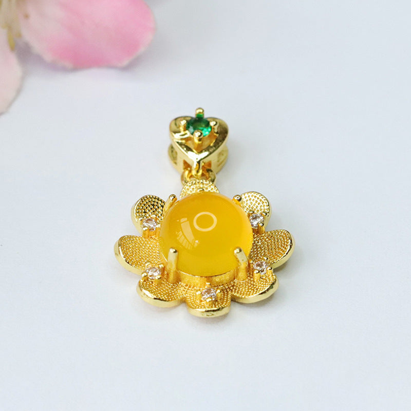 Sunflower Golden Chalcedony Pendant Necklace