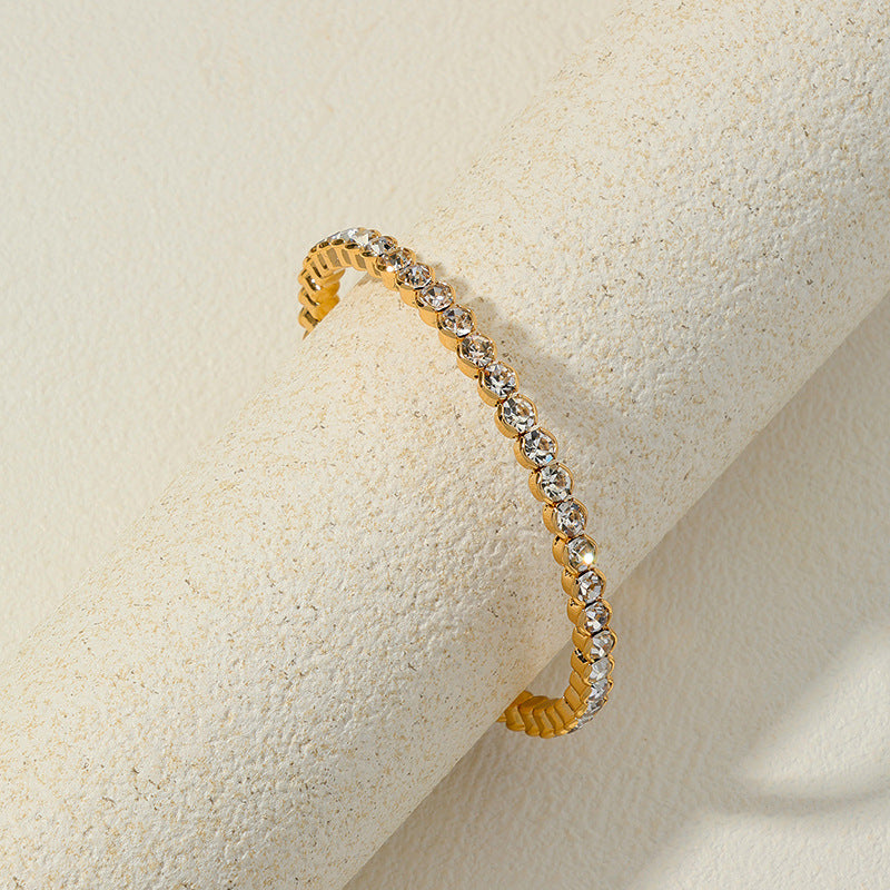 Luxurious French Metal Bracelet with Sparkling Accent - Vienna Verve Collection