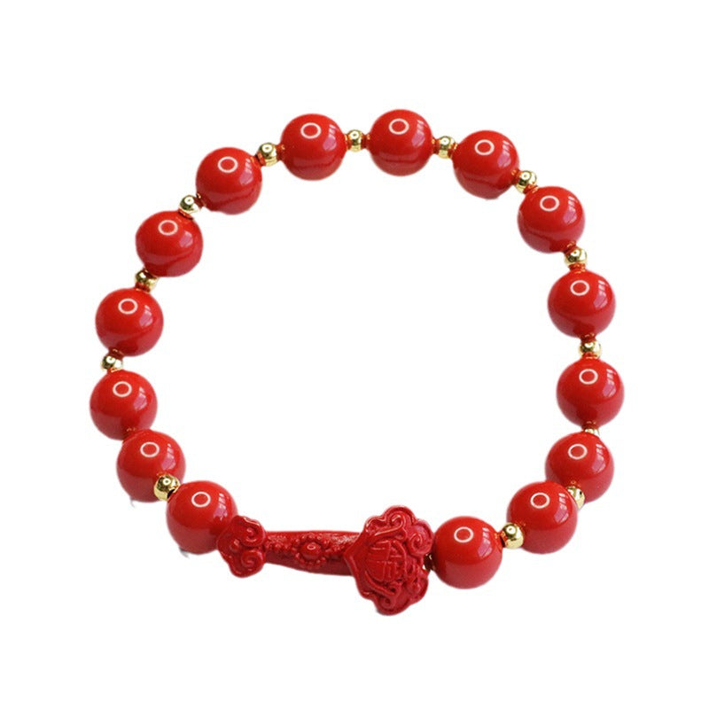 Red Cinnabar Sterling Silver Bracelet - Fortune's Favor Collection