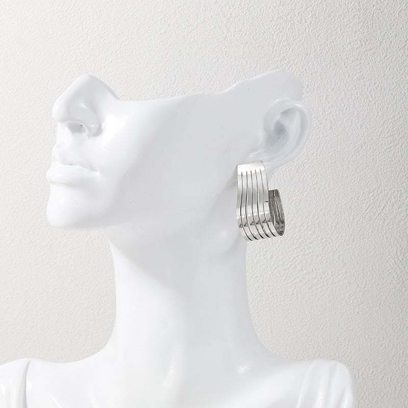 Multi-Layer Metal Geometric Earrings Set - Vienna Verve Collection