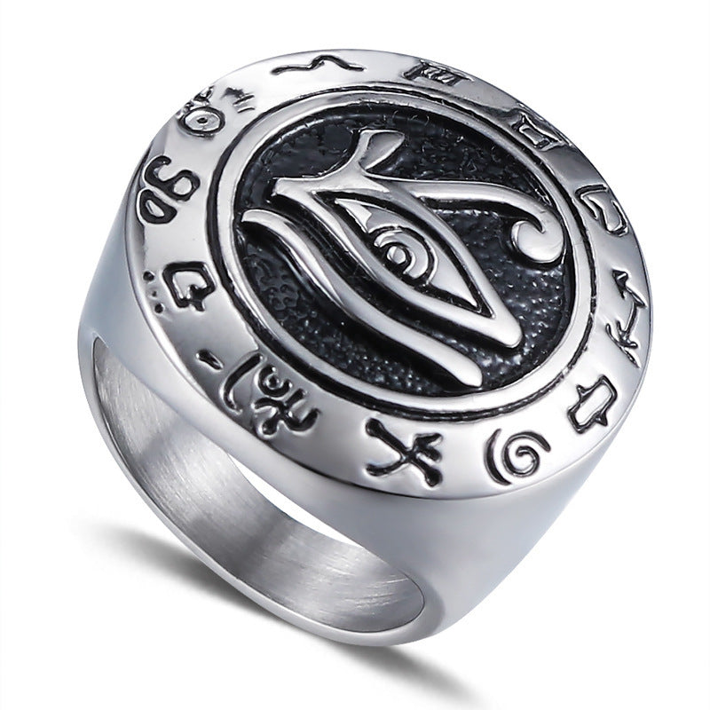 Stylish Eye of Horus Stainless Steel Ring for Men - Personalized Retro Fashion Accessory