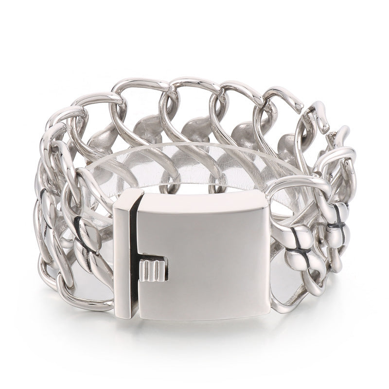 Retro-Inspired Titanium Steel Woven Mesh Bracelet with 8-Character Infinite Symbol for Men