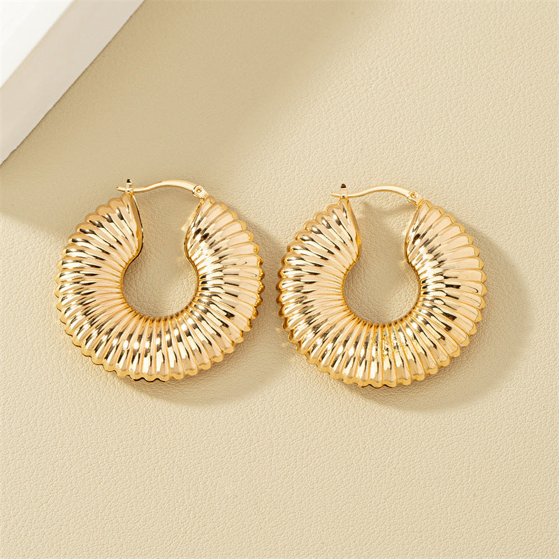 European and American Bestseller: Elegant Metal Texture Earrings for Women - High-End Design and Wholesale Availability